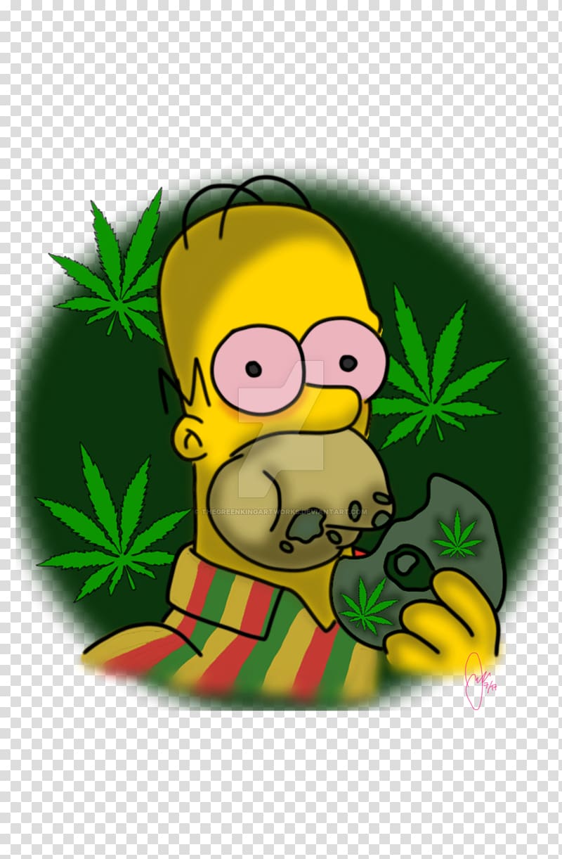 Bart Simpson illustration, Homer Simpson Cannabis smoking Bart Simpson