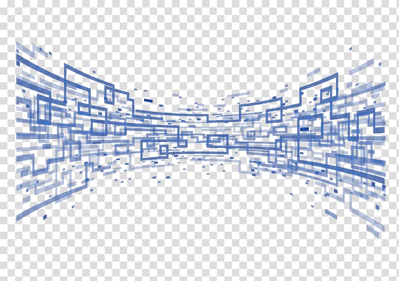 blue digital illustration, Line Technology Curve Point, Technological sense curved lines transparent background PNG clipart