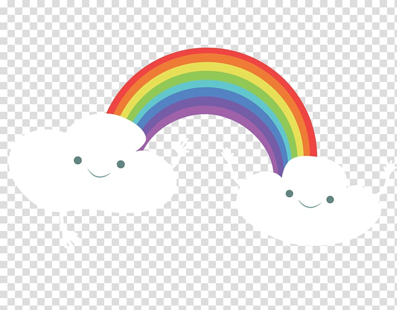 rainbow on clouds illustration, Rainbow Euclidean Cloud, Smiling clouds and rainbow decorative material transparent background PNG clipart
