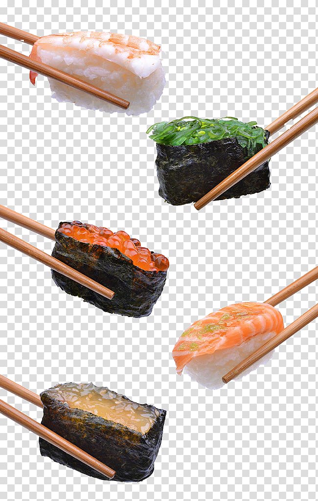 Yakitori Sushi Makizushi Sashimi Onigiri, sushi transparent background PNG clipart