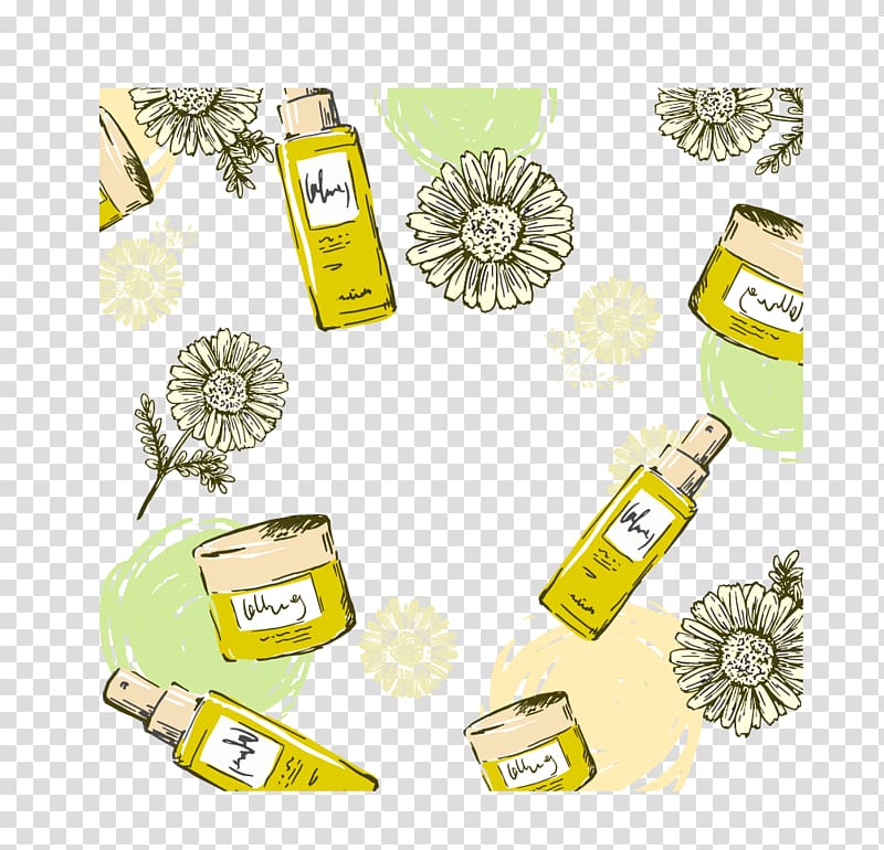 Cosmetics Cream Beauty Pomade, painted face cream emulsion yellow daisy transparent background PNG clipart