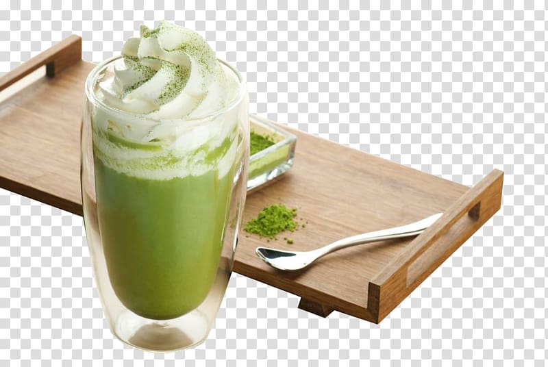 macha shake in glass, Green tea ice cream Matcha Green tea ice cream Latte, Green tea drink transparent background PNG clipart