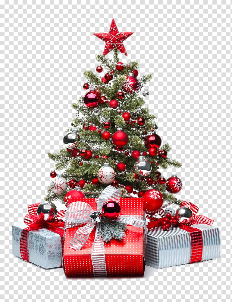 Christmas tree Christmas decoration Christmas ornament, Red Christmas tree transparent background PNG clipart