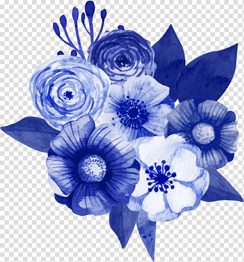 Flower bouquet Floral design Blue Tulip, dark blue floral decorations transparent background PNG clipart