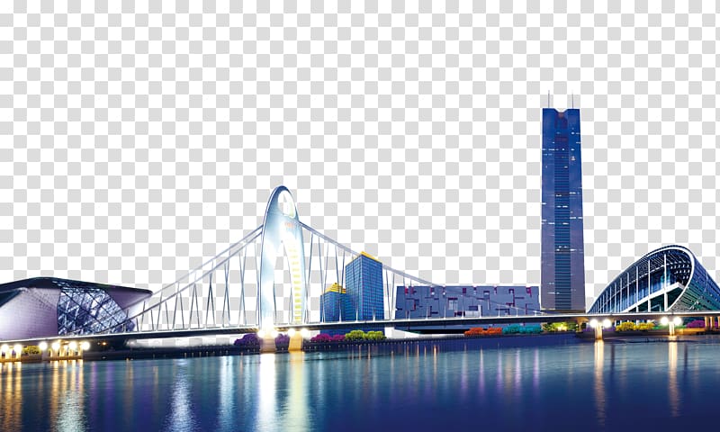 Haizhu District Yuexiu District Heyuan Building, City Night transparent background PNG clipart