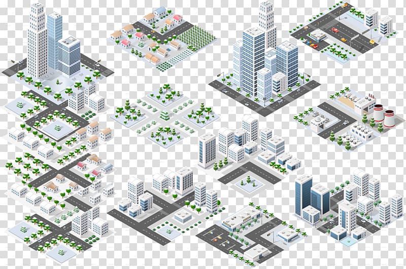 Isometric exercise Isometric projection Architecture Building, isometric city transparent background PNG clipart