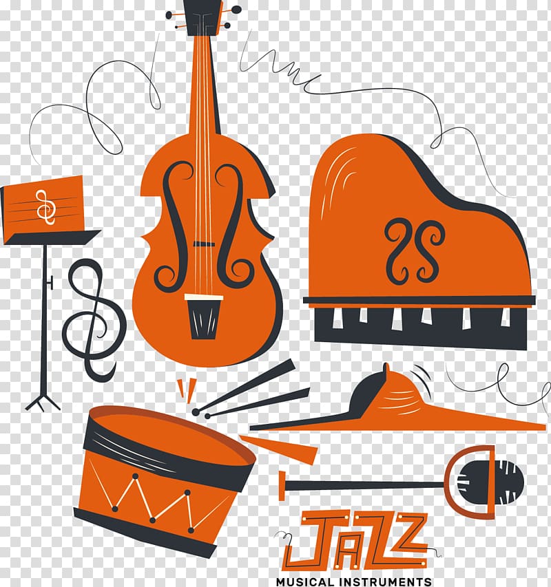 Musical Instruments Jazz Orchestra , illustration painted musical instruments transparent background PNG clipart