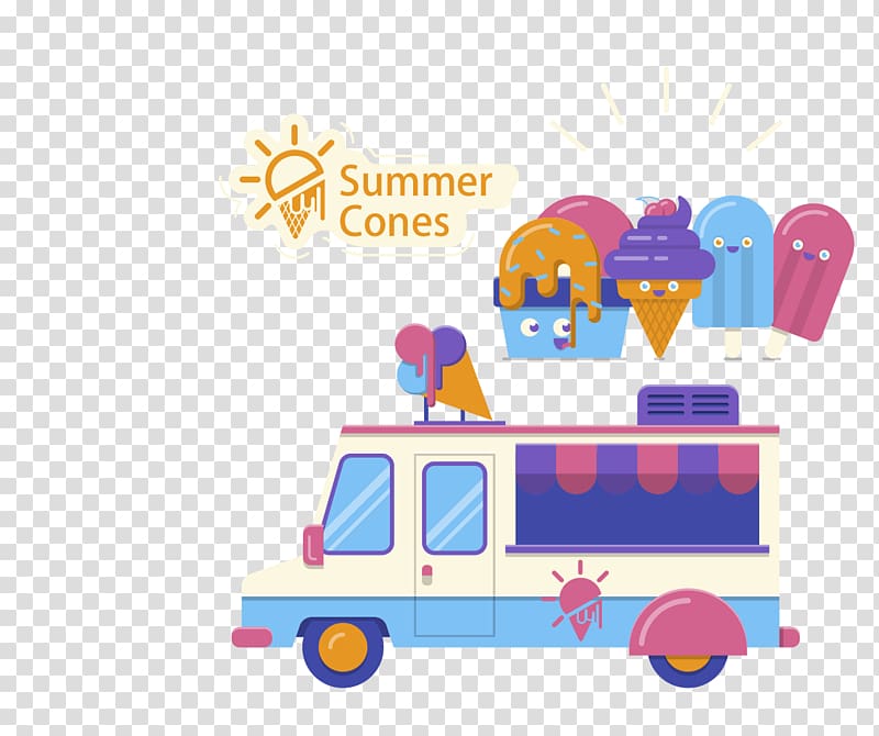 Ice cream van Cartoon, car transparent background PNG clipart