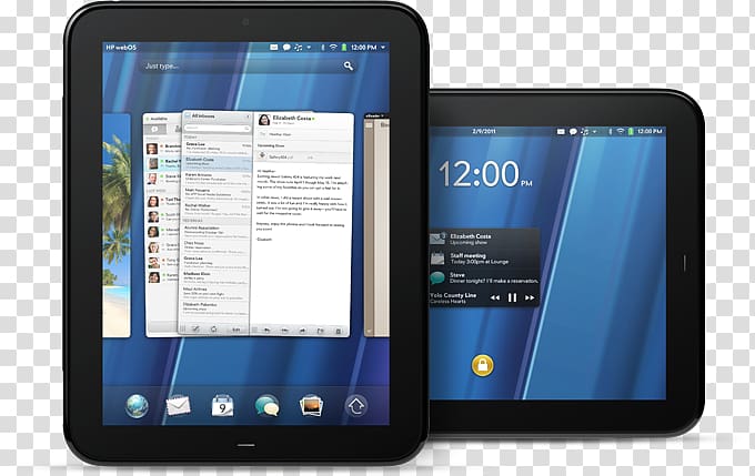 HP TouchPad Hewlett-Packard HP Veer webOS Tablet Computers, hewlett-packard transparent background PNG clipart