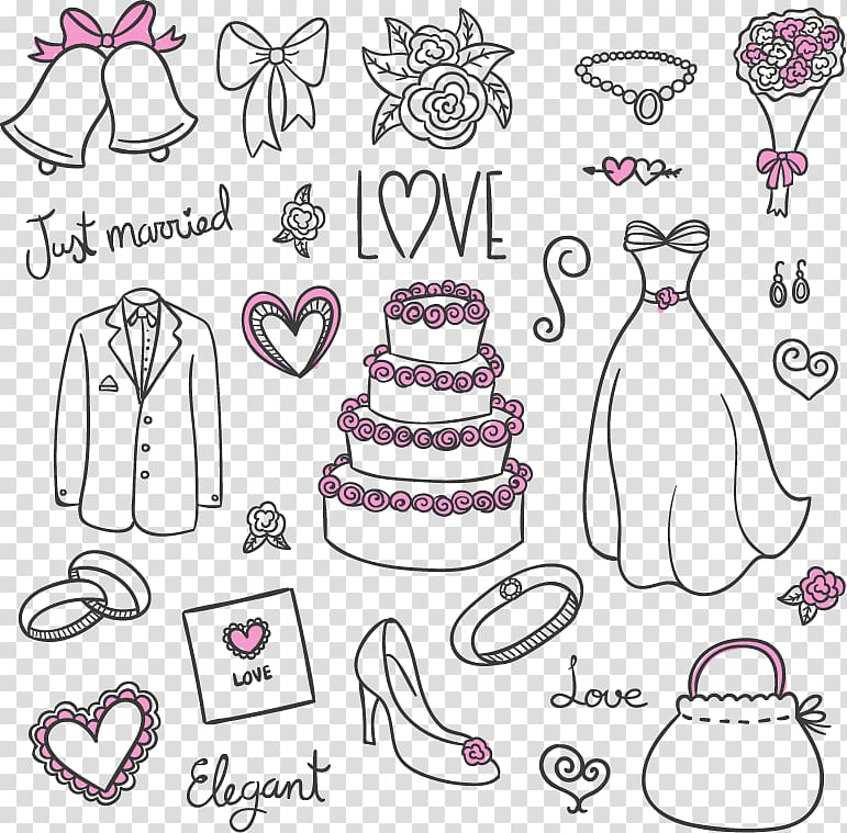 wedding symbol , Wedding dress Euclidean Bride, 23 Wedding design elements material transparent background PNG clipart