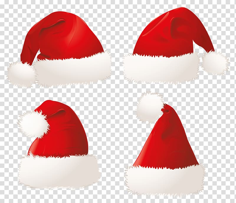 four Christmas hats , Santa Claus Christmas Hat .xchng, Christmas Santa Hats transparent background PNG clipart