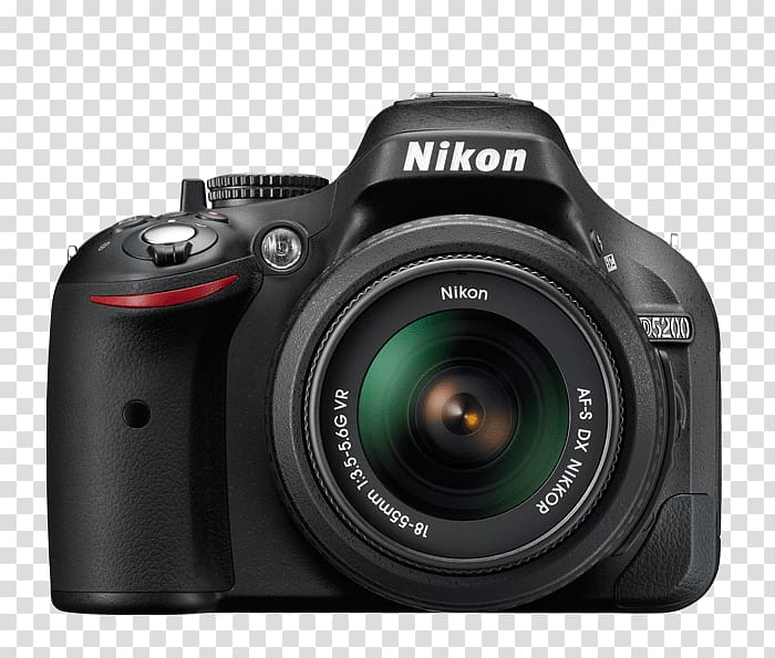 Nikon D5200 Nikon AF-S DX Zoom-Nikkor 18-55mm f/3.5-5.6G Canon EF-S 18–55mm lens Nikon AF-S DX Nikkor 35mm f/1.8G, Camera transparent background PNG clipart