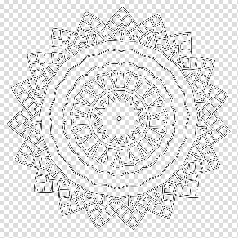 Coloring book Mandala Line art, a variety of floral patterns transparent background PNG clipart