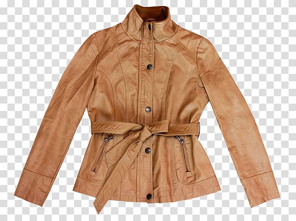 Leather jacket Clothing, Brown bundled leather jacket transparent background PNG clipart
