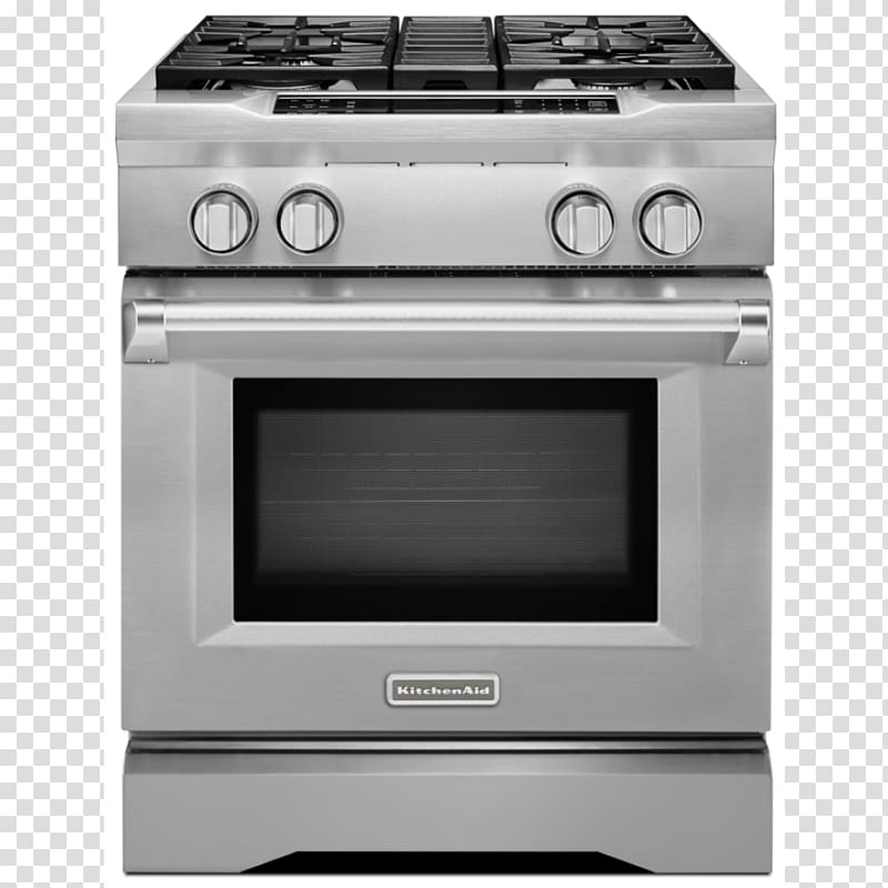 Gas stove Cooking Ranges KitchenAid KDRS407V Home appliance, Oven transparent background PNG clipart