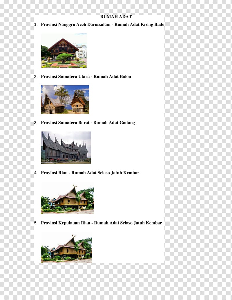 West Sumatra Aceh Rumah adat Provinces of Indonesia, house transparent background PNG clipart