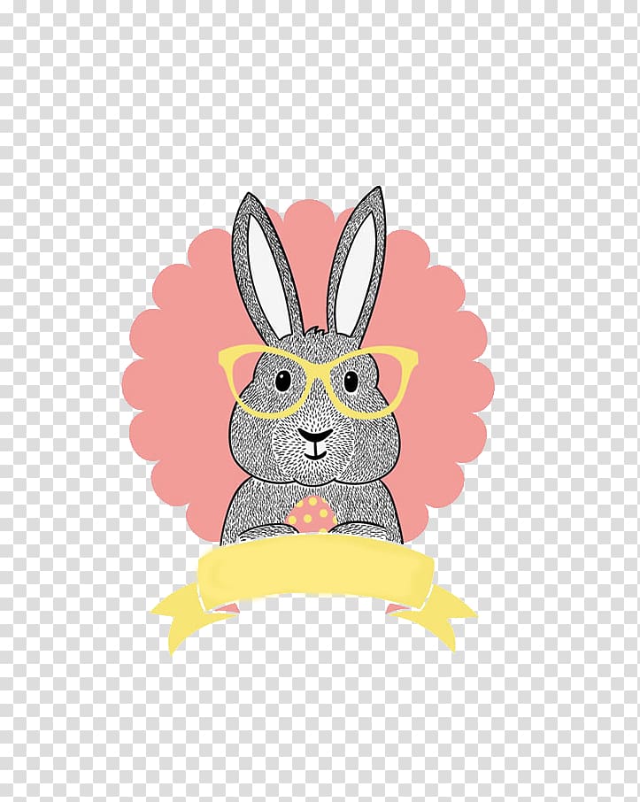 Easter Bunny Hipster Illustration, Rabbit Avatar transparent background PNG clipart