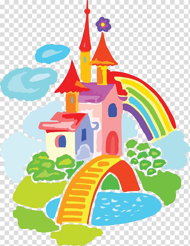 Castle Drawing , rainbow transparent background PNG clipart