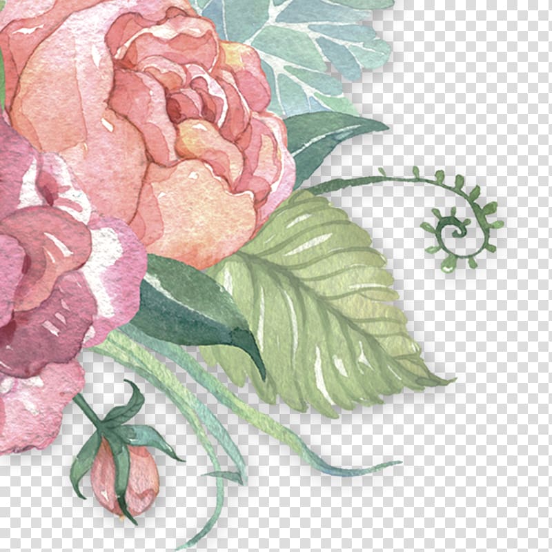 pink and green flowers illustration, Pastel flowers transparent background PNG clipart