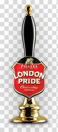 black and gold Fuller's London Pride beer tap handle, London Pride Tap transparent background PNG clipart