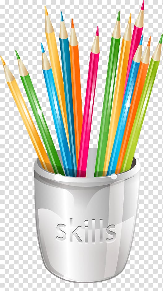 Skill Icon, Color pencil box pen transparent background PNG clipart