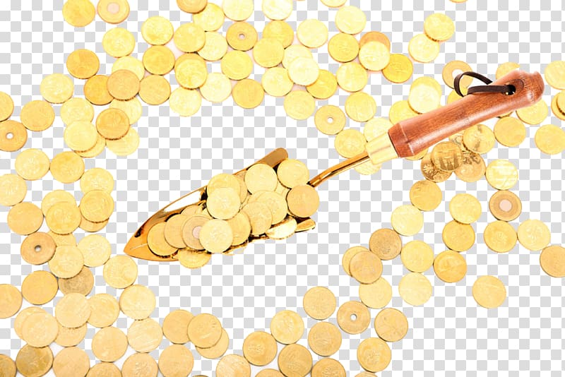 Gold coin Money Shovel, Montreal gold shovel high-definition deduction material transparent background PNG clipart
