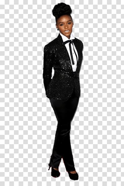 woman wearing black blazer and pants, Janelle Monae Full transparent background PNG clipart