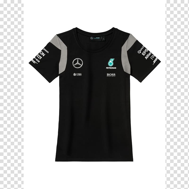 T-shirt Mercedes AMG Petronas F1 Team Polo shirt Clothing Crew neck, T-shirt transparent background PNG clipart