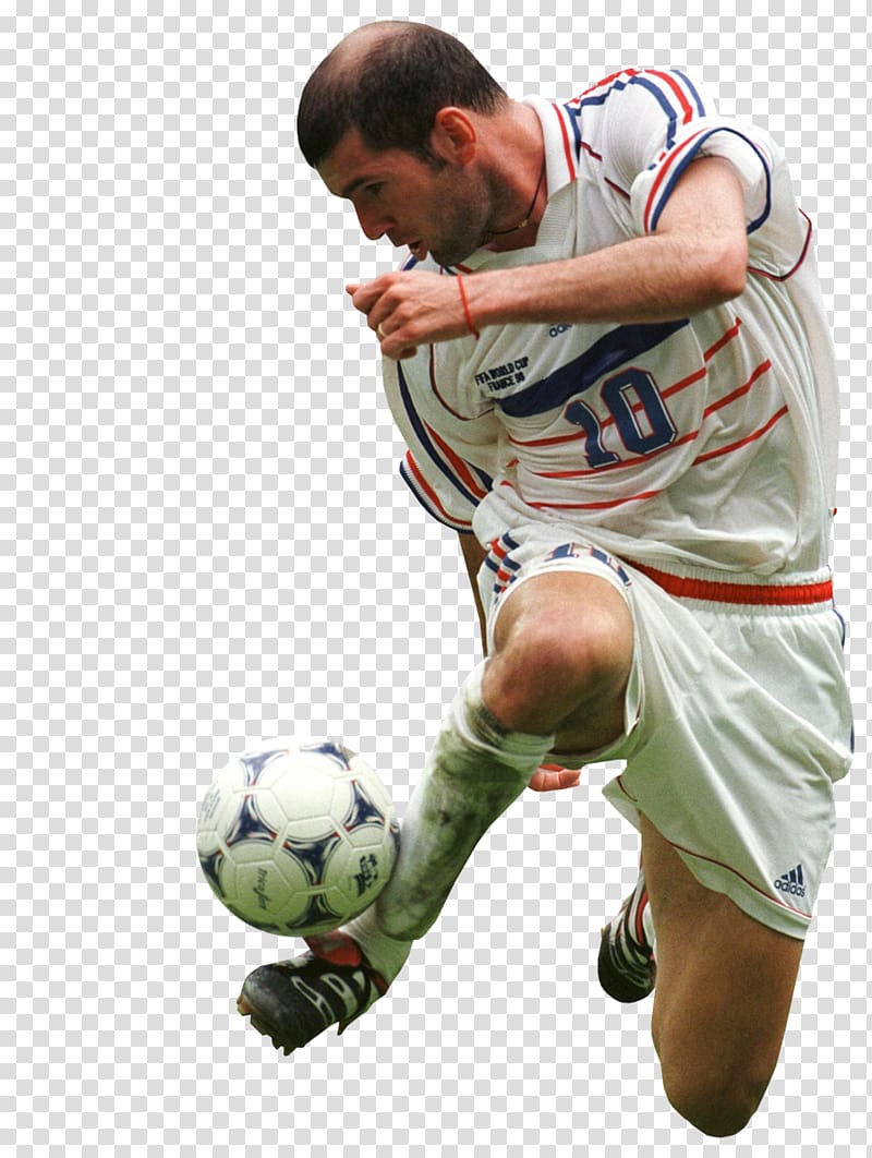 soccer player kicking ball illustration, Zinedine Zidane 1998 FIFA World Cup France national football team Real Madrid C.F. Football player, Zinedine Zidane transparent background PNG clipart