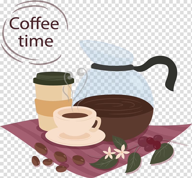 Coffee cup Tea Iced coffee Cafe, Leisure coffee time transparent background PNG clipart