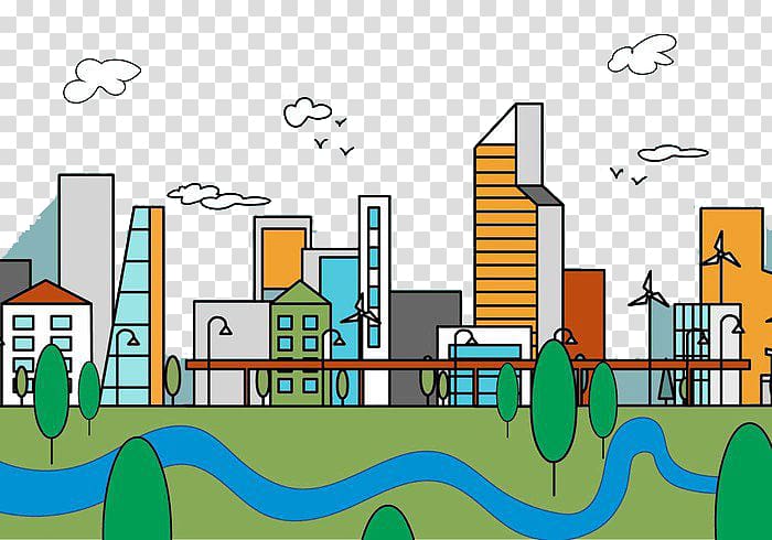 Residential area Cartoon Urban design Illustration, city transparent background PNG clipart