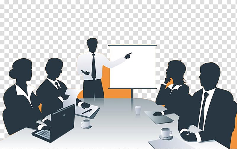 man explaining proposal to board committee illustration, Presentation , Presentation transparent background PNG clipart