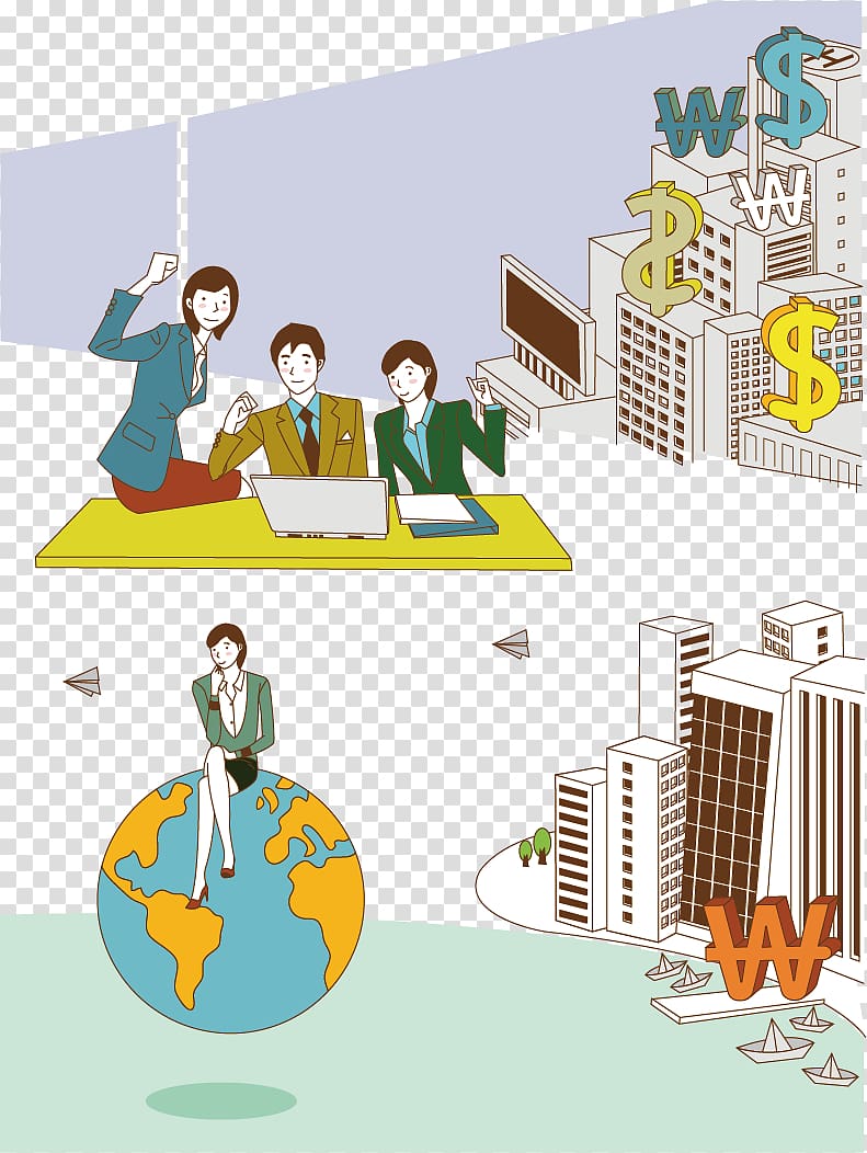 Cartoon Woman Sitting Illustration, Business Cartoon Creative transparent background PNG clipart