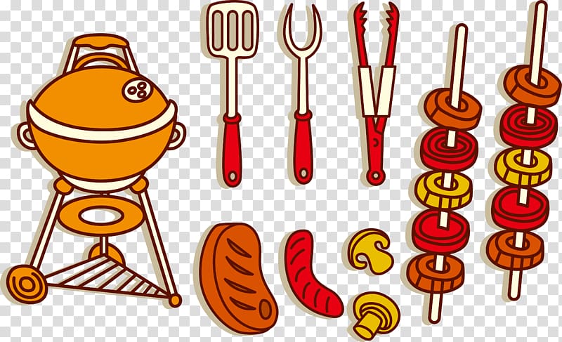 Churrasco Barbecue Brochette Beefsteak, Cartoon barbecue transparent background PNG clipart
