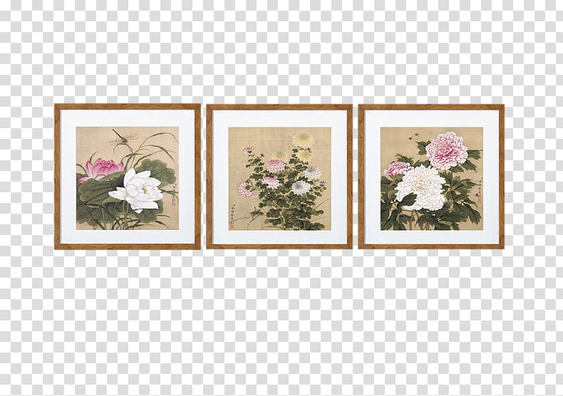 Brazil Painting Art Quadro, Triangle Chinese Style Flower Painting transparent background PNG clipart
