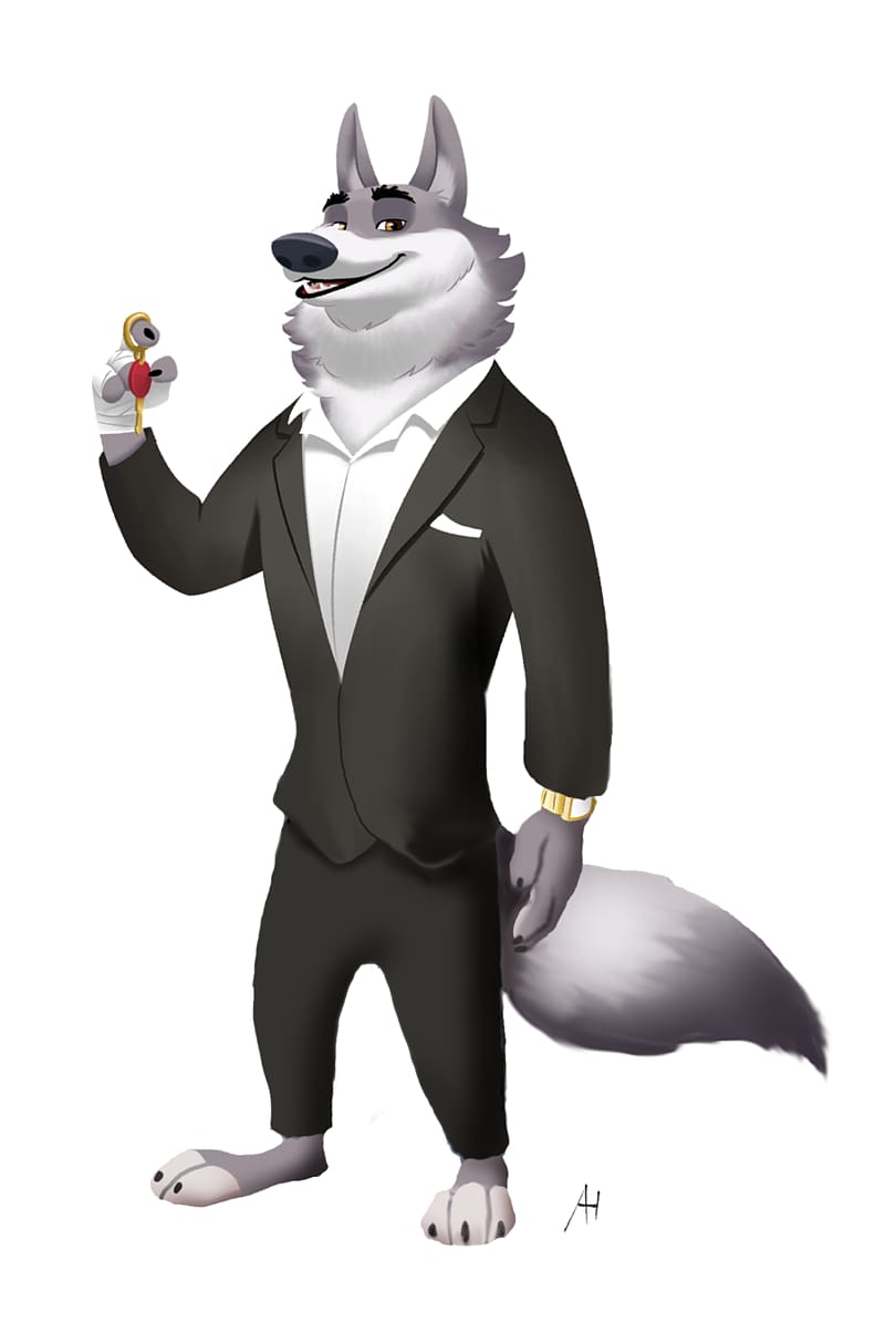 Crime Gray wolf Character, raccoon transparent background PNG clipart