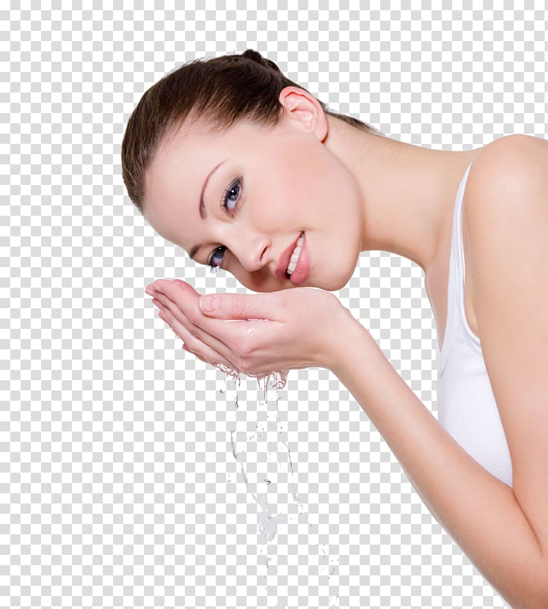 woman washing her face with water, Face Cosmetics Skin Acne Facial, Wash your face and face transparent background PNG clipart