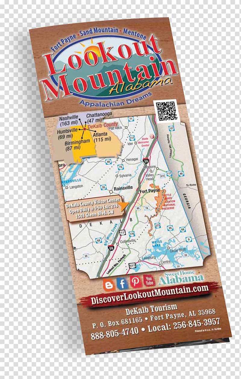 DeKalb County, Alabama Lookout Mountain Map Guidebook, brochure mockup transparent background PNG clipart