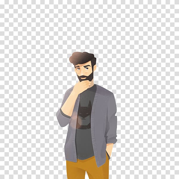 Cartoon Beard Illustrator Illustration, Bearded man transparent background PNG clipart