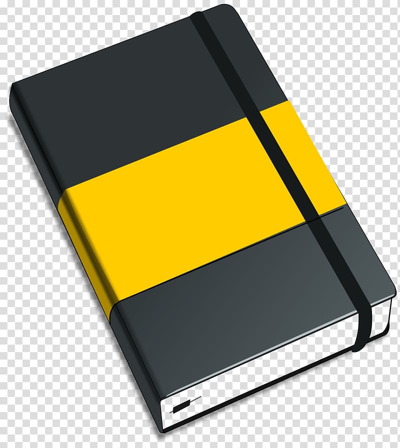 black and yellow covered book illustration, Yellow Black Moleskine transparent background PNG clipart