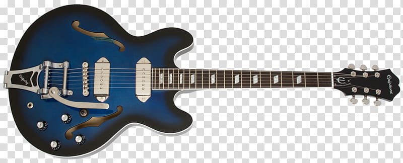 Epiphone Casino Lucille Blak and Blu Bigsby vibrato tailpiece, guitar transparent background PNG clipart