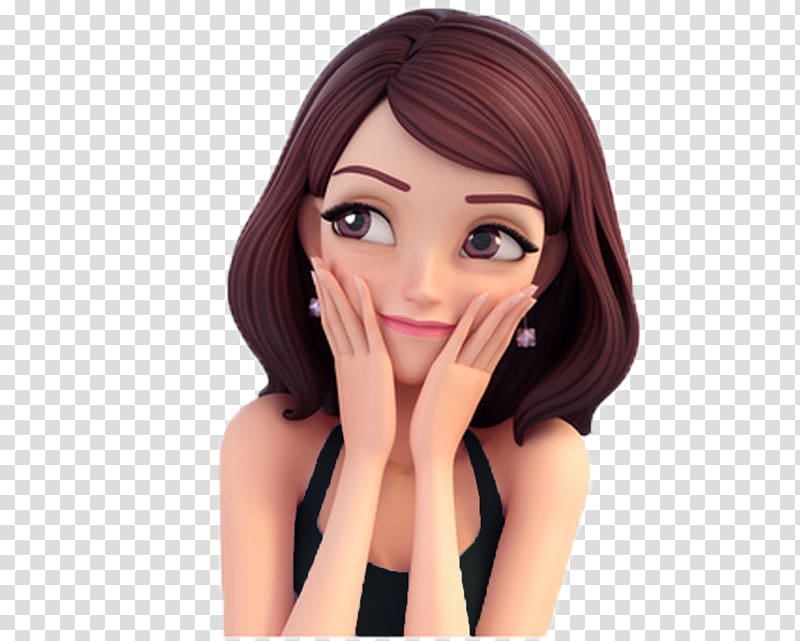Brown haired girl 3D character, Cartoon Girl Illustration, Japanese