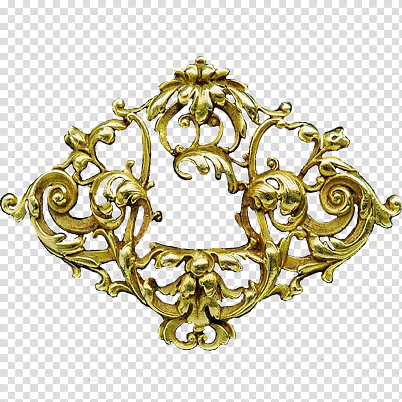 Gold Filigree Jewellery Art Nouveau, brooch transparent background PNG clipart