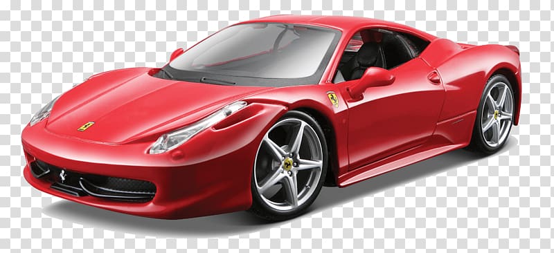 red Ferrari 458 coupe, Ferrari Sideview transparent background PNG clipart