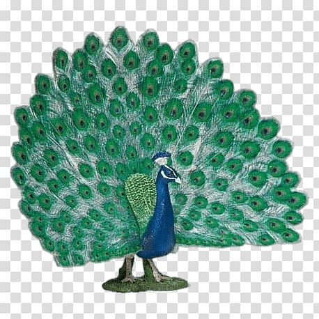 blue and green peacock, Peacock With Open Tail Figurine transparent background PNG clipart