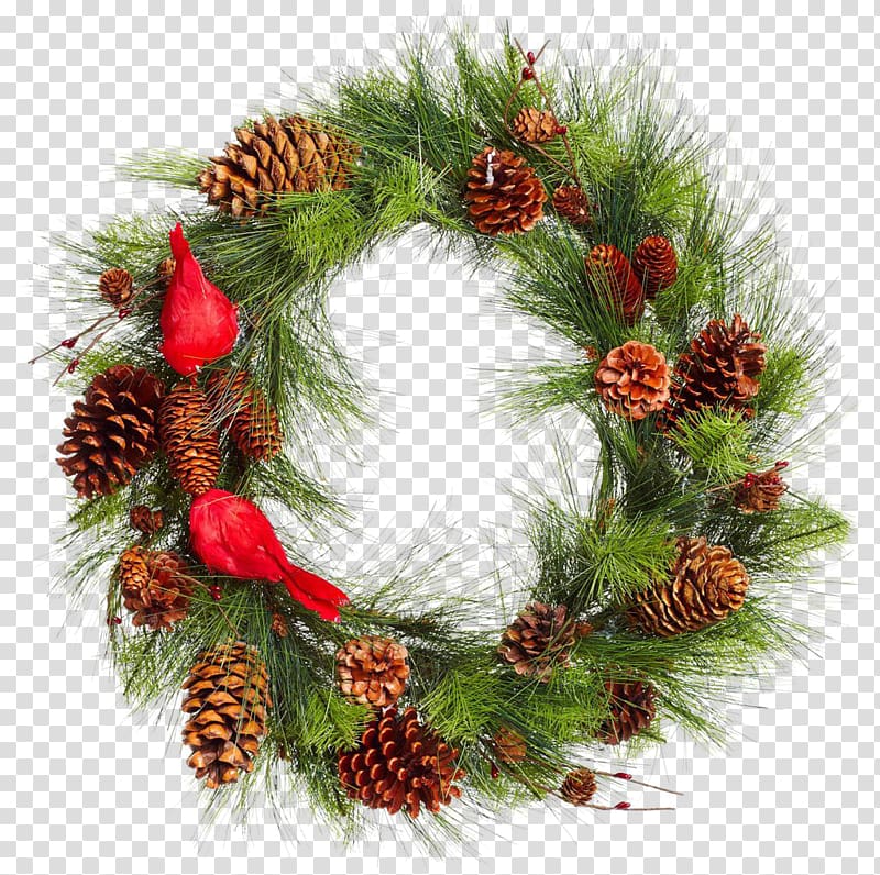 Real Christmas pinecone grass ring transparent background PNG clipart