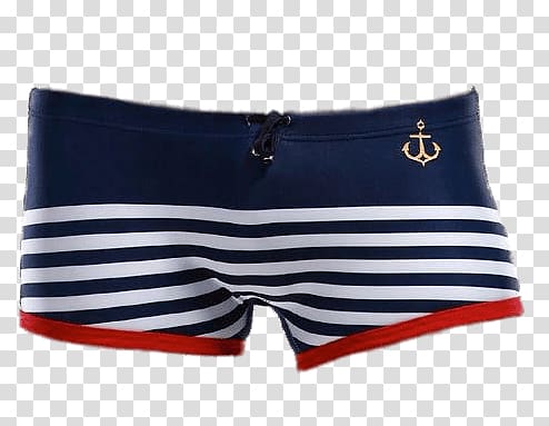 black, white, and blue swimming shorts, Sailor Style Swimming Trunks transparent background PNG clipart