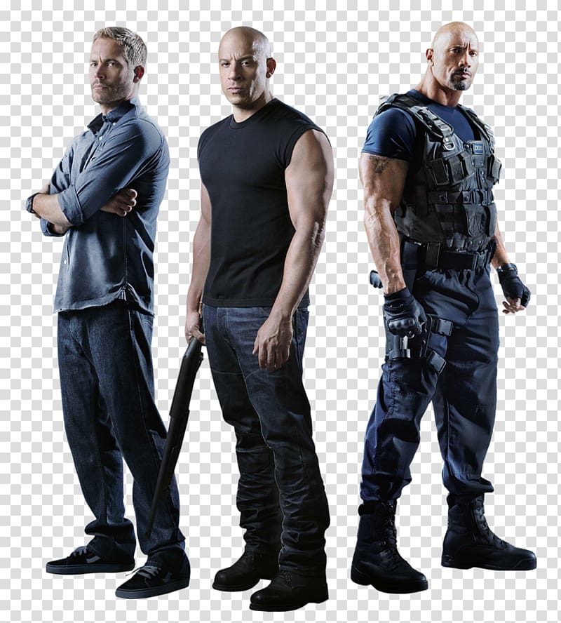 Paul Walker, Vin Diesel and Dwayne Johnson, Dominic Toretto The Fast and the Furious Luke Hobbs Film Actor, Vin Diesel Free transparent background PNG clipart