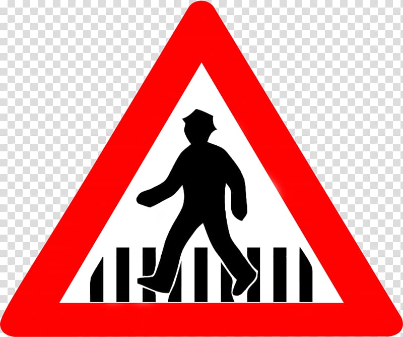 Traffic sign Warning sign Road Pedestrian crossing, road transparent background PNG clipart