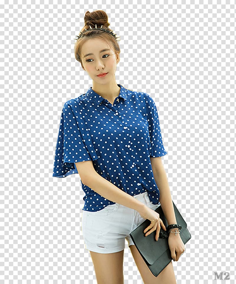 T-shirt Polka dot Blouse Dress shirt Collar, T-shirt transparent background PNG clipart